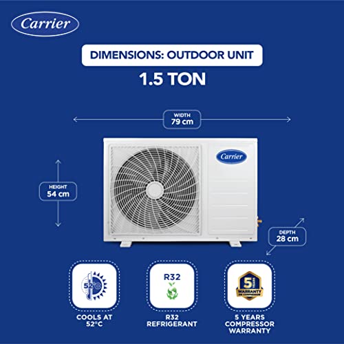 Carrier 2 Ton 5 Star Wi-Fi Inverter Split AC (Copper, Convertible 6-in-1 Cooling, Smart Display, PM 2.5 Filter,White)