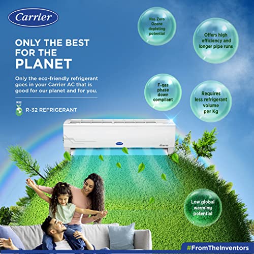 Carrier 1 Ton 3 Star Wi-Fi Inverter Split AC (Convertible 6-in-1 Cooling, Smart Display, PM 2.5 Filter, Wi-Fi, White)