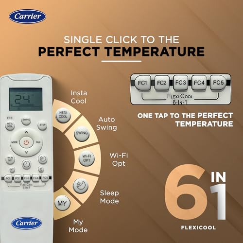 Carrier 2 Ton 5 Star Wi-Fi Inverter Split AC (Copper, Convertible 6-in-1 Cooling, Smart Display, PM 2.5 Filter,White)
