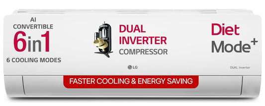 LG 1.5 Ton 3 Star DUAL Inverter Split AC (Copper, AI Convertible 6-in-1, HD Filter with Anti-Virus Protection, US-Q18JNXE, White)
