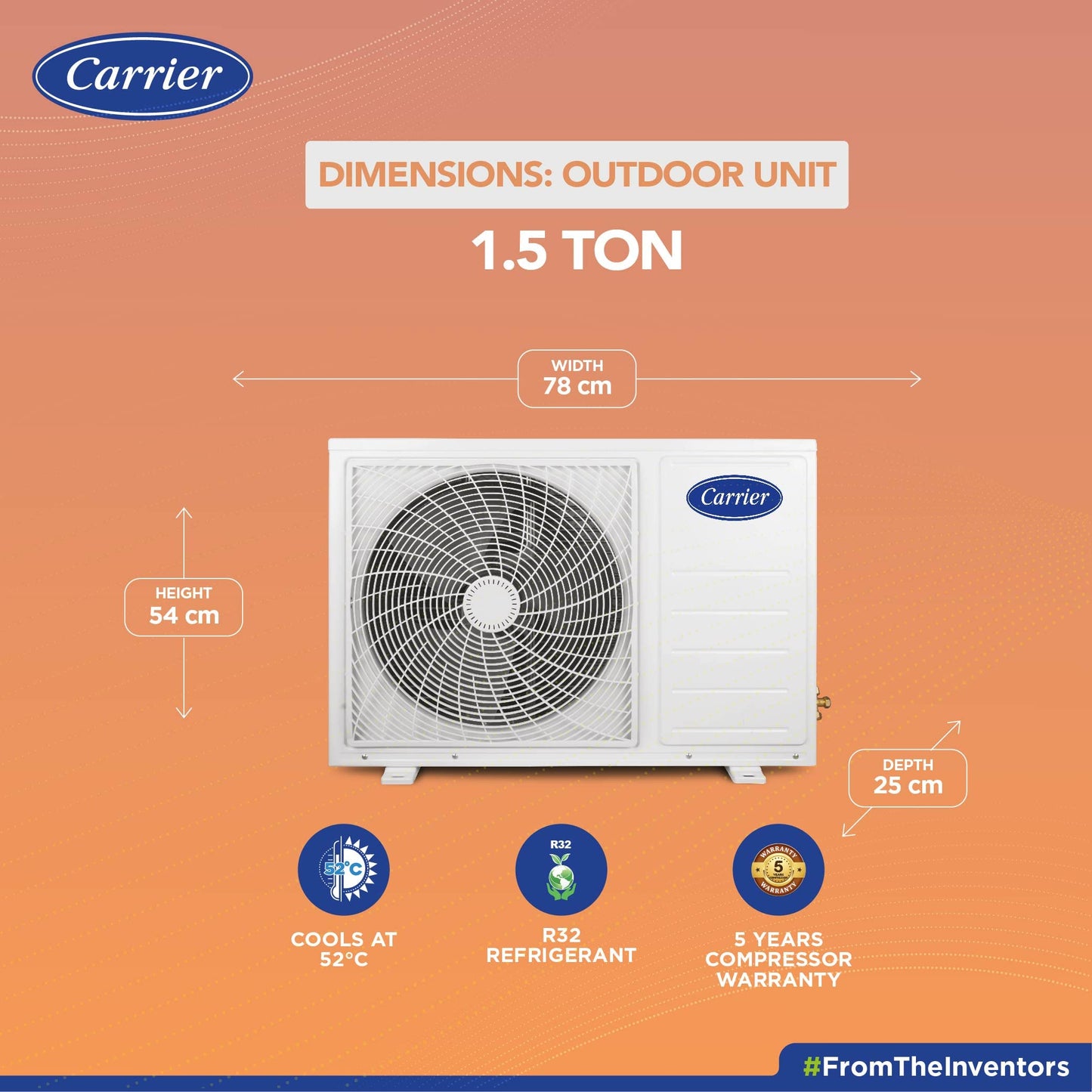 Carrier 2 Ton 5 Star Wi-Fi Inverter Split AC (Copper, Convertible 6-in-1 Cooling, Smart Display, PM 2.5 Filter,White)