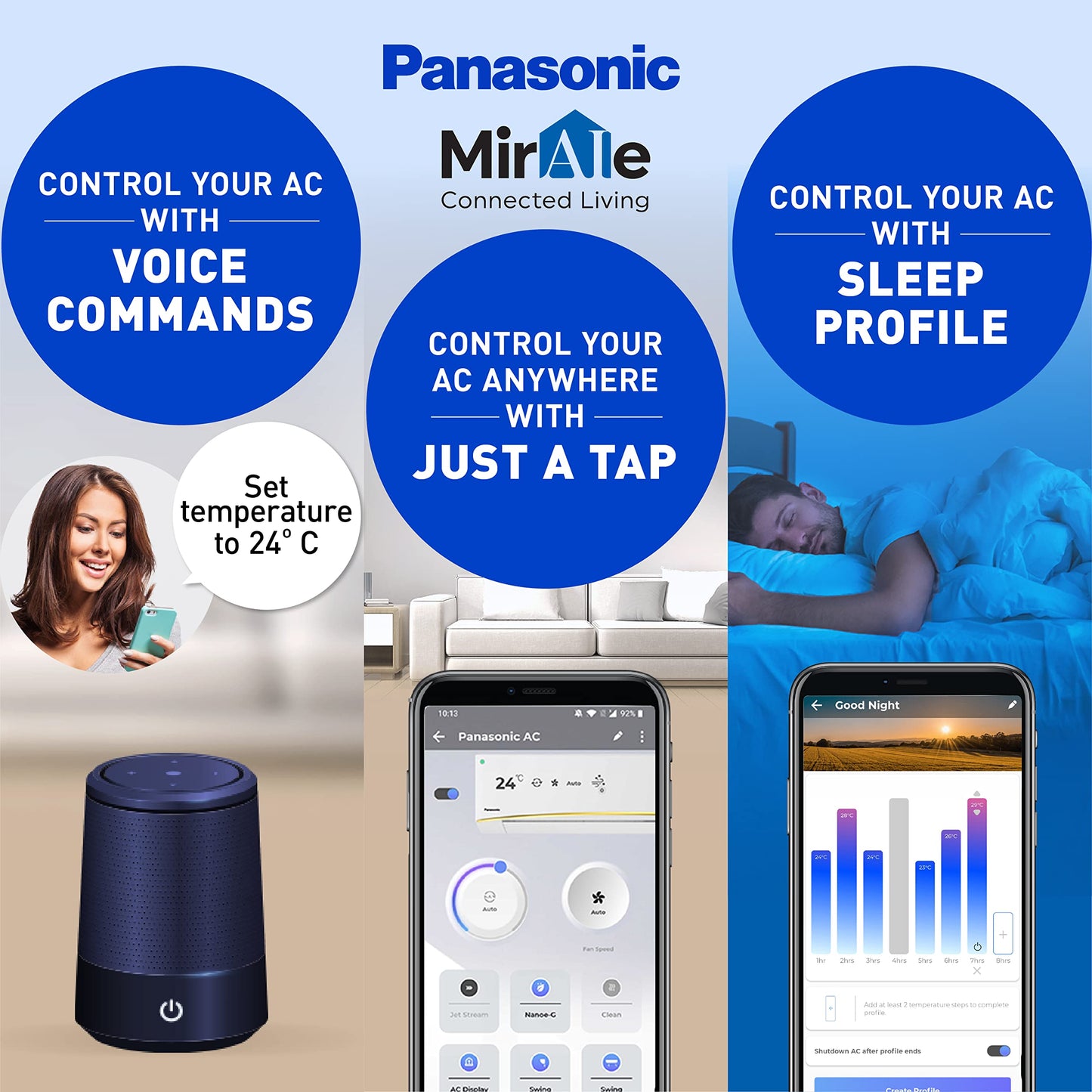 Panasonic 1.5 Ton 3 Star Wi-Fi Inverter Split AC (Copper Condenser, 7in1 Convertible, True AI, PM 0.1 Filter, White)