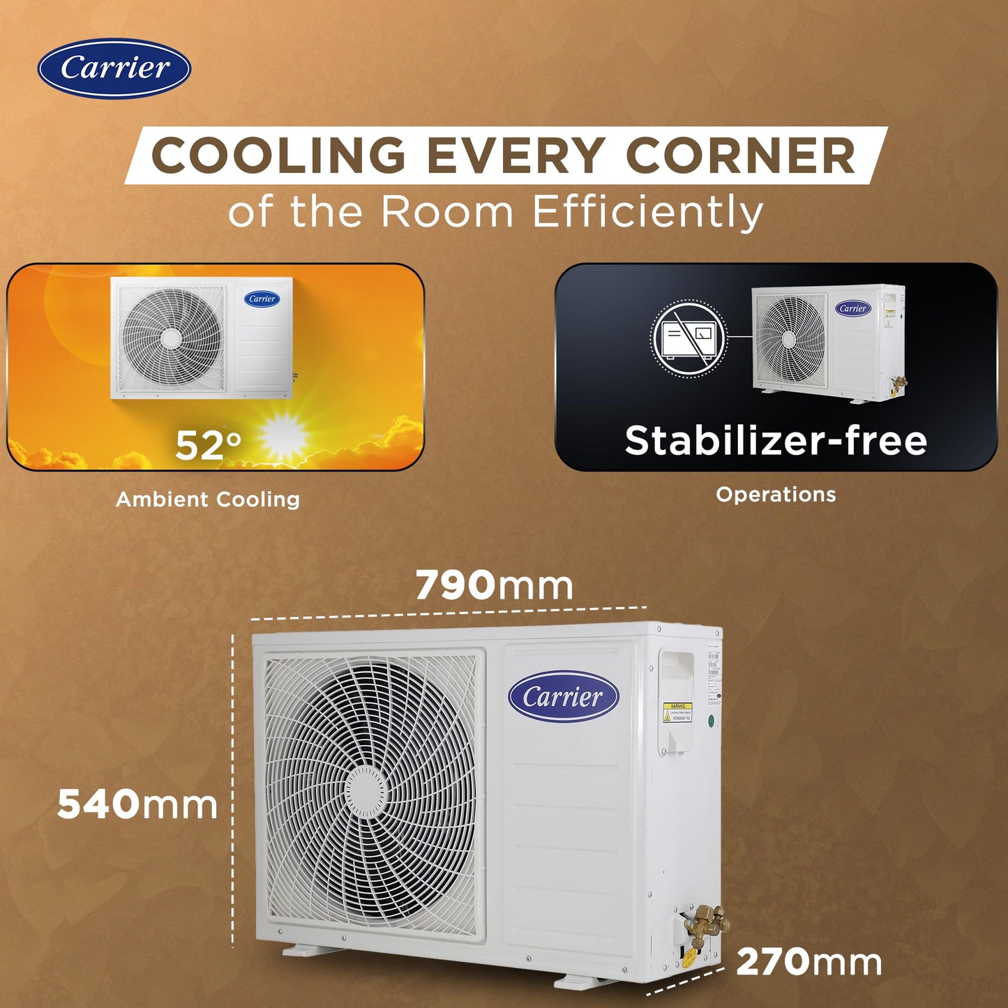 Carrier 2 Ton 5 Star Wi-Fi Inverter Split AC (Copper, Convertible 6-in-1 Cooling, Smart Display, PM 2.5 Filter,White)