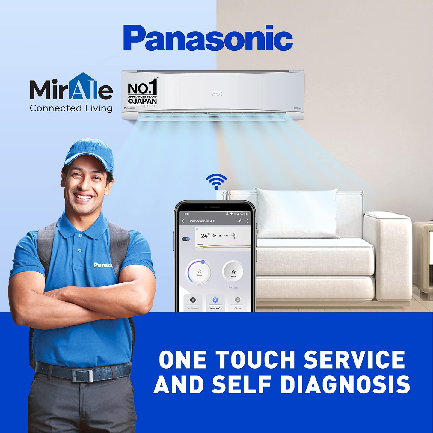 Panasonic 1.5 Ton 3 Star Wi-Fi Inverter Split AC (Copper Condenser, 7in1 Convertible, True AI, PM 0.1 Filter, White)
