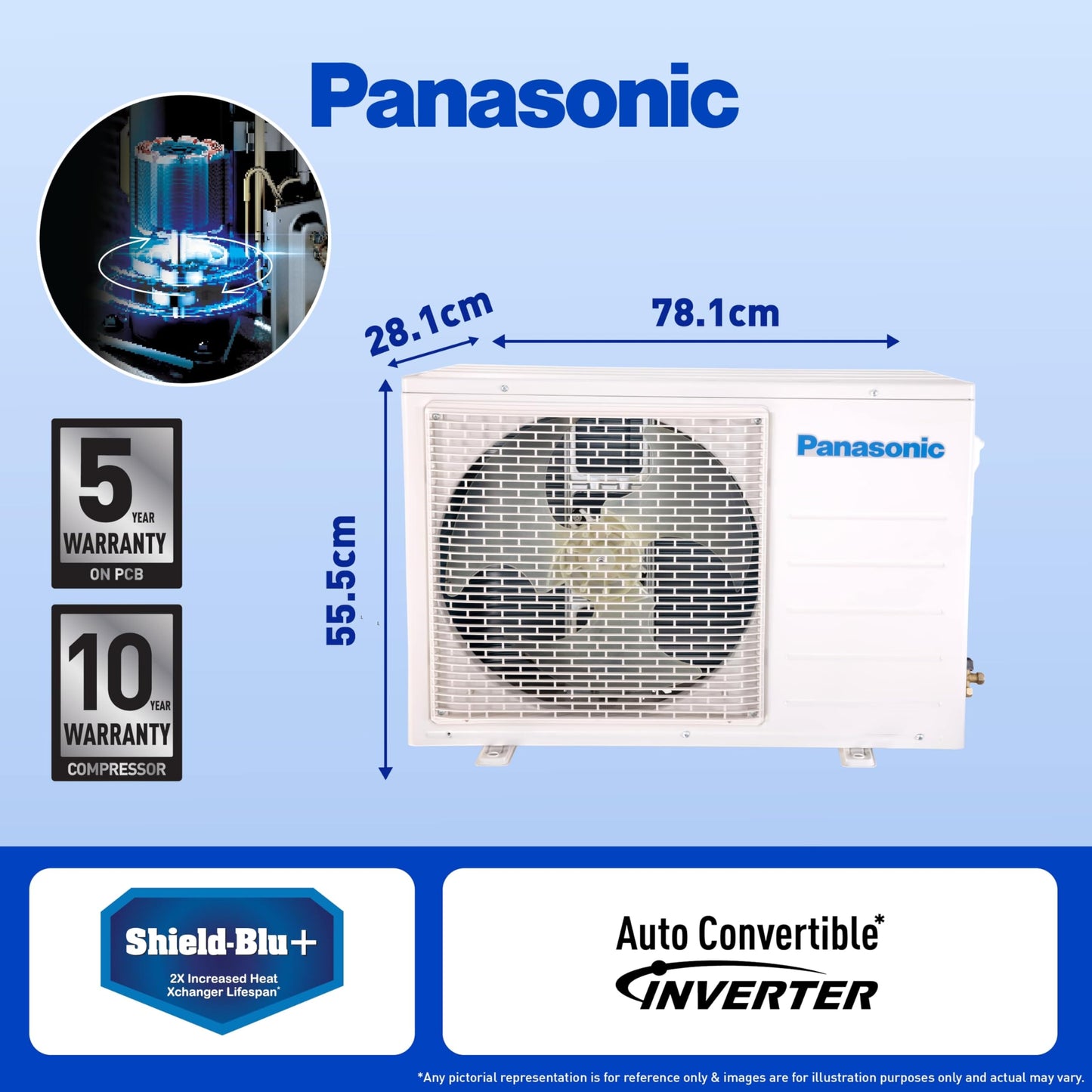 Panasonic 1.5 Ton 3 Star Wi-Fi Inverter Split AC (Copper Condenser, 7in1 Convertible, True AI, PM 0.1 Filter, White)