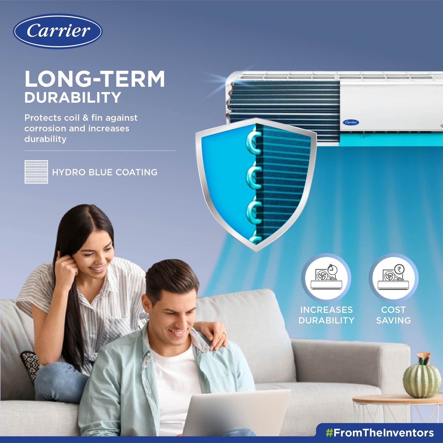 Carrier 1 Ton 3 Star Wi-Fi Inverter Split AC (Convertible 6-in-1 Cooling, Smart Display, PM 2.5 Filter, Wi-Fi, White)