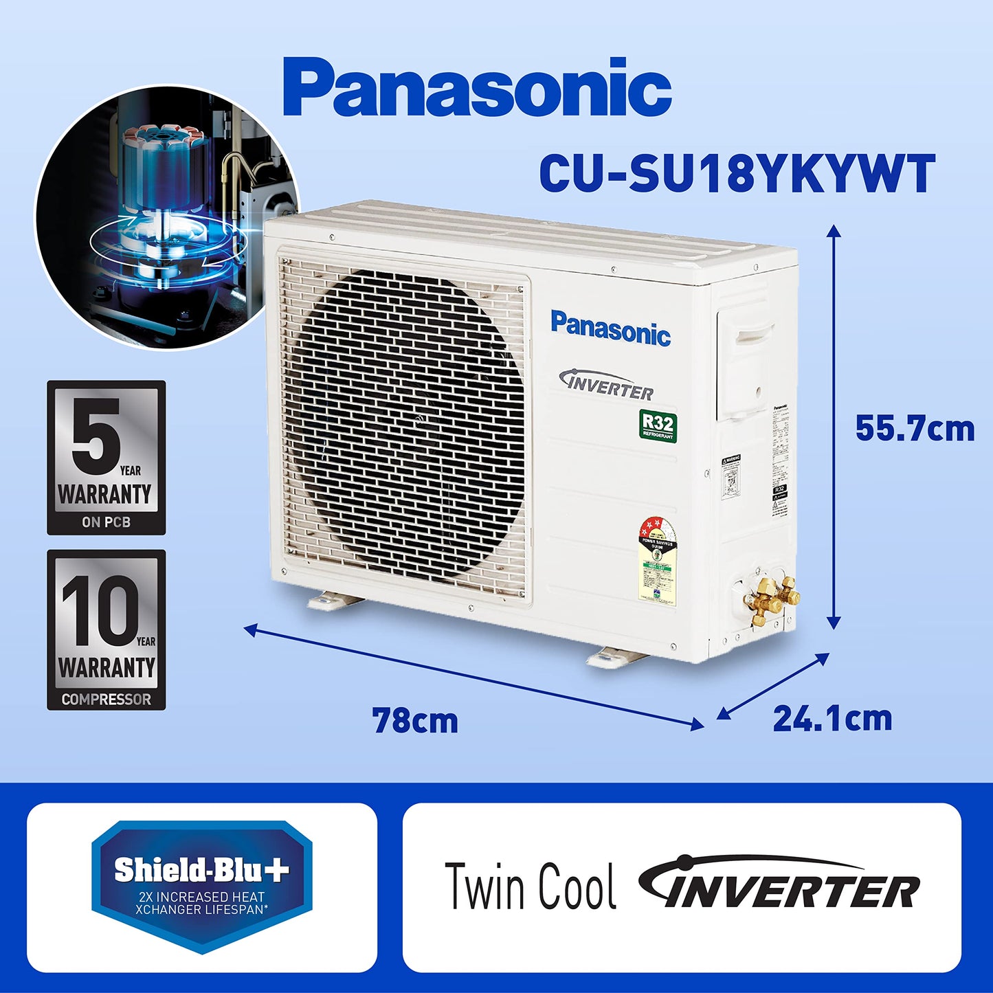 Panasonic 1.5 Ton 3 Star Wi-Fi Inverter Split AC (Copper Condenser, 7in1 Convertible, True AI, PM 0.1 Filter, White)