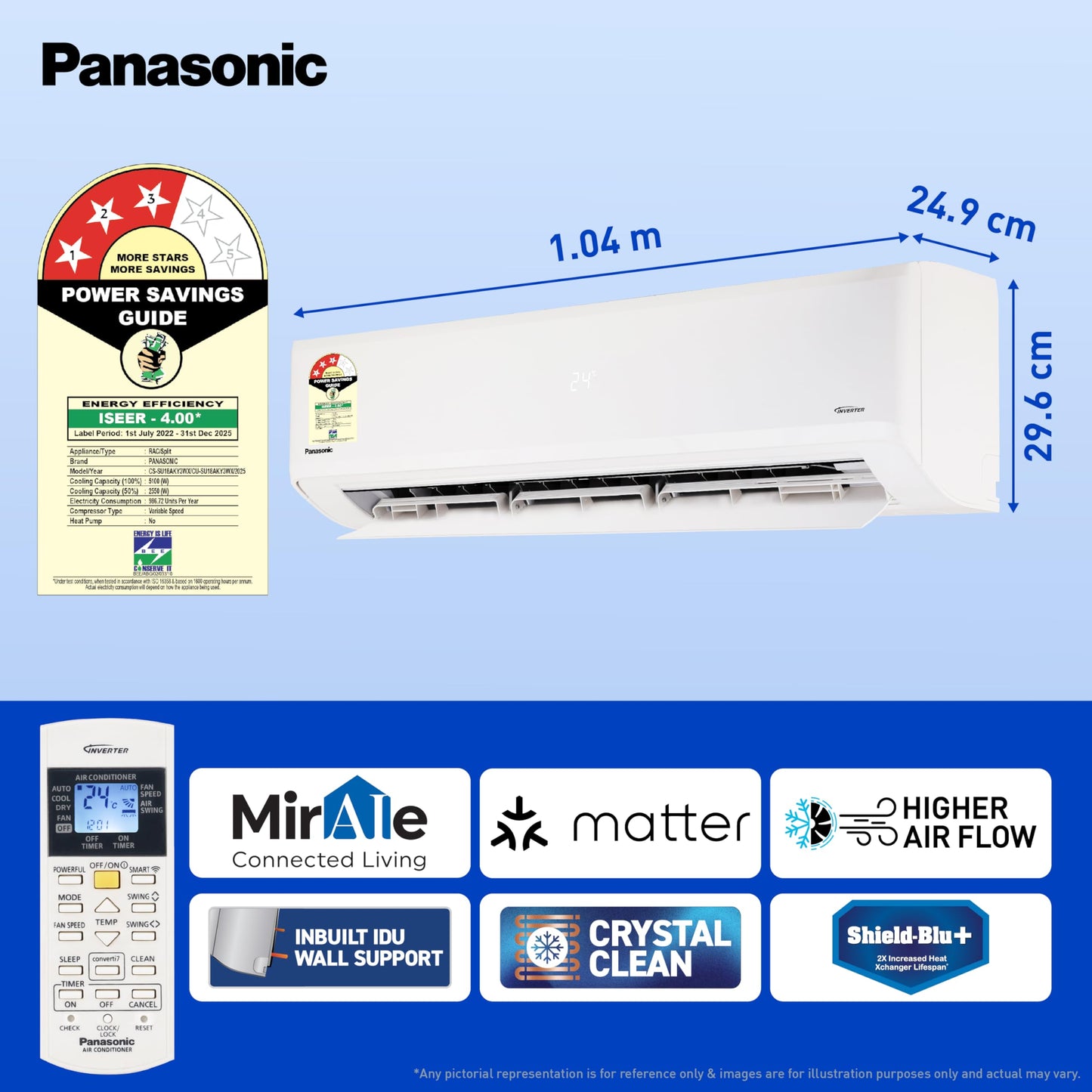 Panasonic 1.5 Ton 3 Star Wi-Fi Inverter Split AC (Copper Condenser, 7in1 Convertible, True AI, PM 0.1 Filter, White)