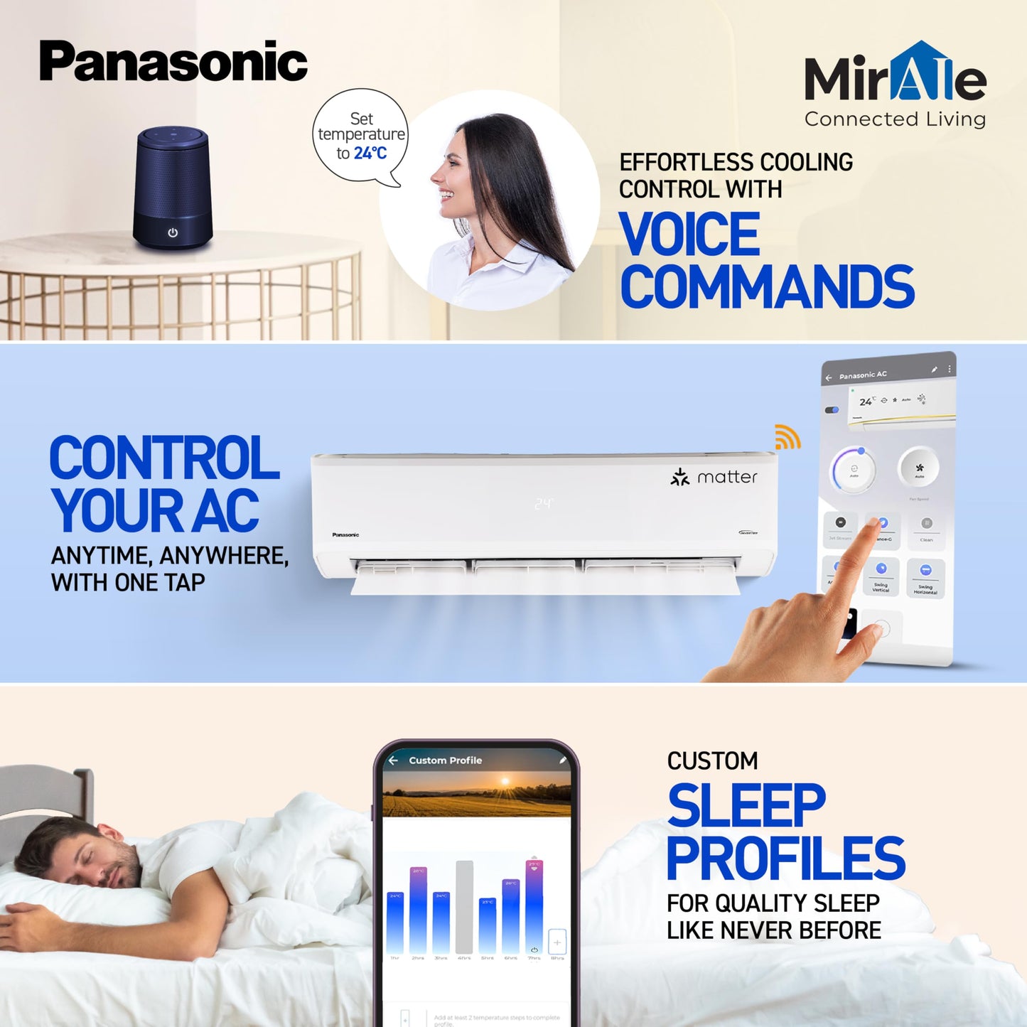 Panasonic 1.5 Ton 3 Star Wi-Fi Inverter Split AC (Copper Condenser, 7in1 Convertible, True AI, PM 0.1 Filter, White)